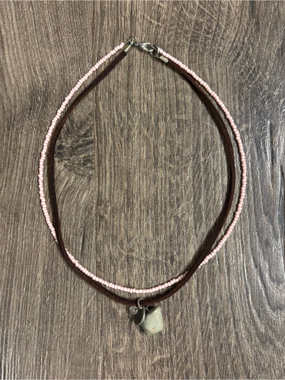‘Life Is Good’ Stone Charm Beaded/Leather Boho Style Necklace